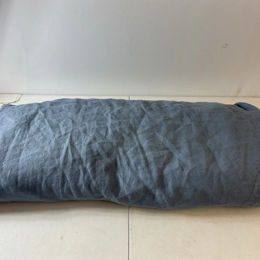 Ballard designs Belissima flax Linen Duvet Cover King Dusty Blue/ Denim